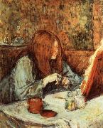Henri  Toulouse-Lautrec At the Dressing Table Madame Poupoule oil painting on canvas